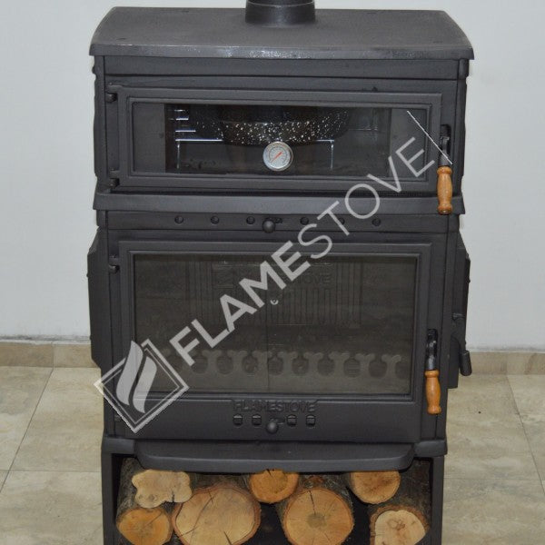 Retro Style Stove Odunluklu Casting Furnaces Upright | Double-Fired, Schott Robax Glass, oven thermostat, 13 kW