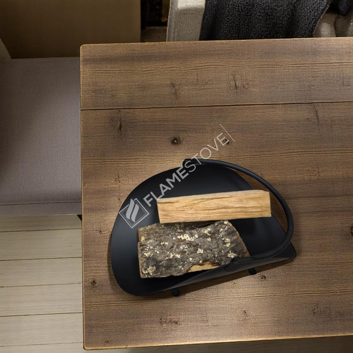 Wood bucket with handles Oval pipe | apartment fireplaces and Bucket | 59x40x20 cm | elegant and ergonomic