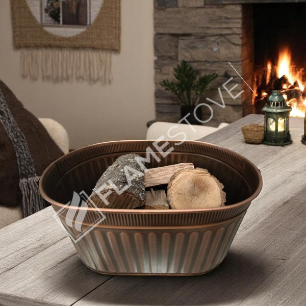 ROCKING WOOD BUCKET WITH HANDLE - COPPER