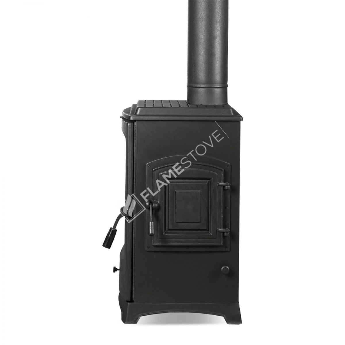 Side loading Lodi Flame Stove Fireplace, Stove | high efficiency wood & coal stove, double Combustion, Class A, Schott Robax Glass, 5 kW