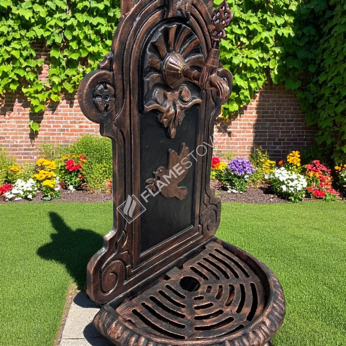 FlameStove FS-907 patterned aluminum Garden Fountain Bird