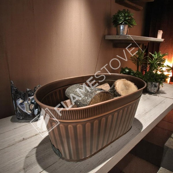 ROCKING WOOD BUCKET WITH HANDLE - COPPER