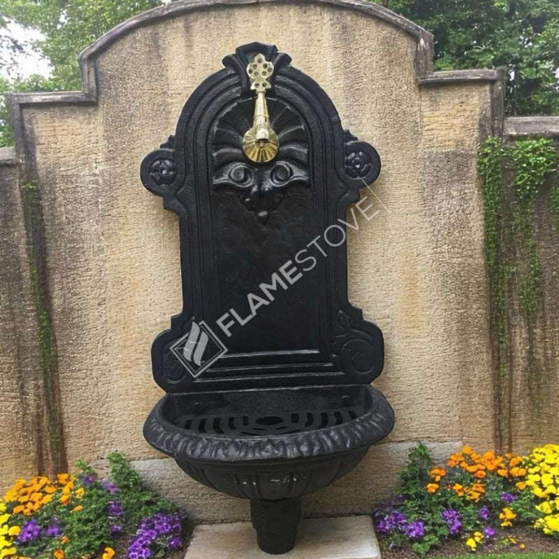 Flame Stove FS-906 mussels garden fountain aluminum matte black - modern Elegans your exterior!