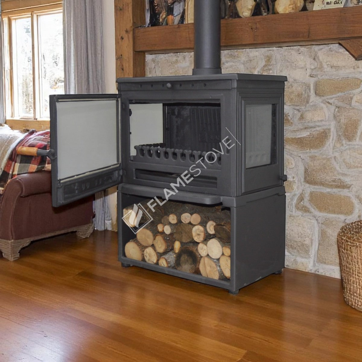 Retro Style Stove Odunluklu Lux 3 glass Casting | high efficiency Wood & coal stove, Schott Robax Glass, rear air Balance System, 9 kW