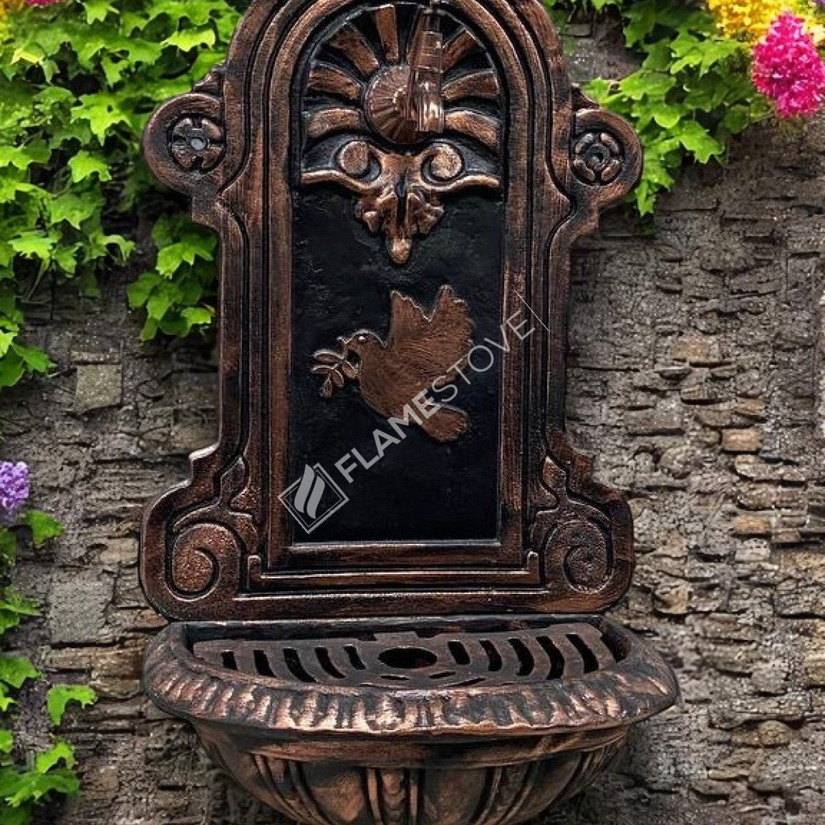 FlameStove FS-907 patterned aluminum Garden Fountain Bird