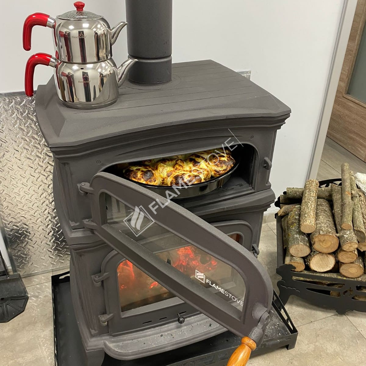 Altar Stove Cast Premium | High Efficiency Furnaces, Wood & Coal Stove, Double Combustion, Energy Class A, Side Cap