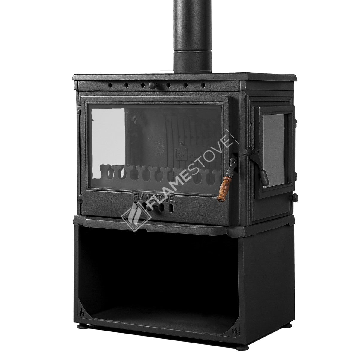 3 TBSP Lux casting glass Stove Retro style side Odunluklu Clamshell | high efficiency Wood &amp; coal stove, Schott Robax Glass, 10 kW