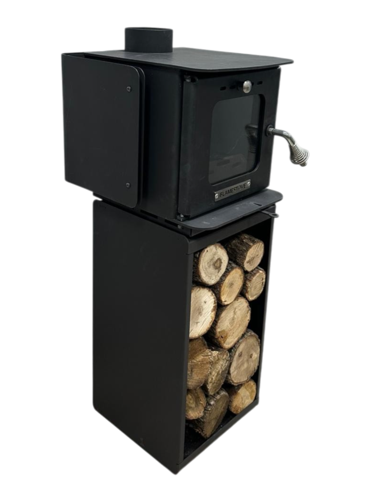FS-290 Mini Wood Stove with Log Storage | Portable Camping & Caravan Wood Burning Stove